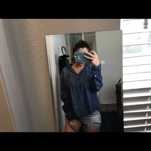 Denim long sleeve blouse